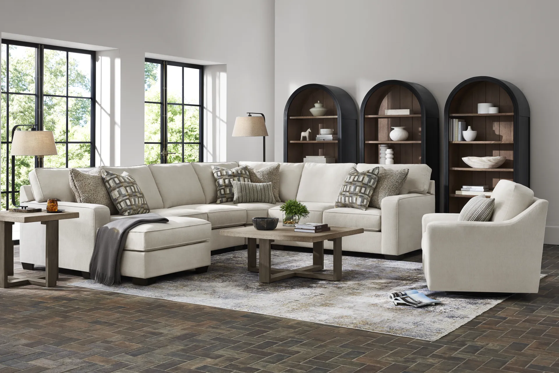 Haskins Beige 3 Pc Sectional - Image 1
