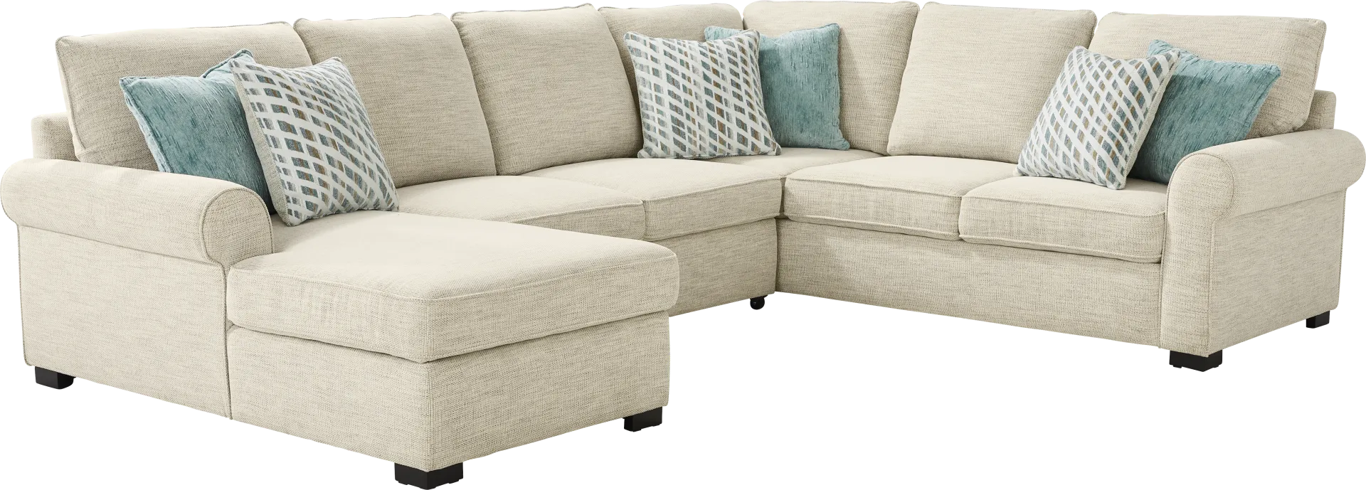 Rivera Cream 3 Pc Sleeper Sectional - Image 1