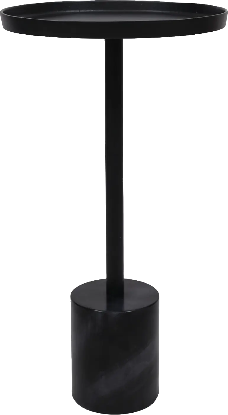 Orelia Black Accent Table with Black Marble Base