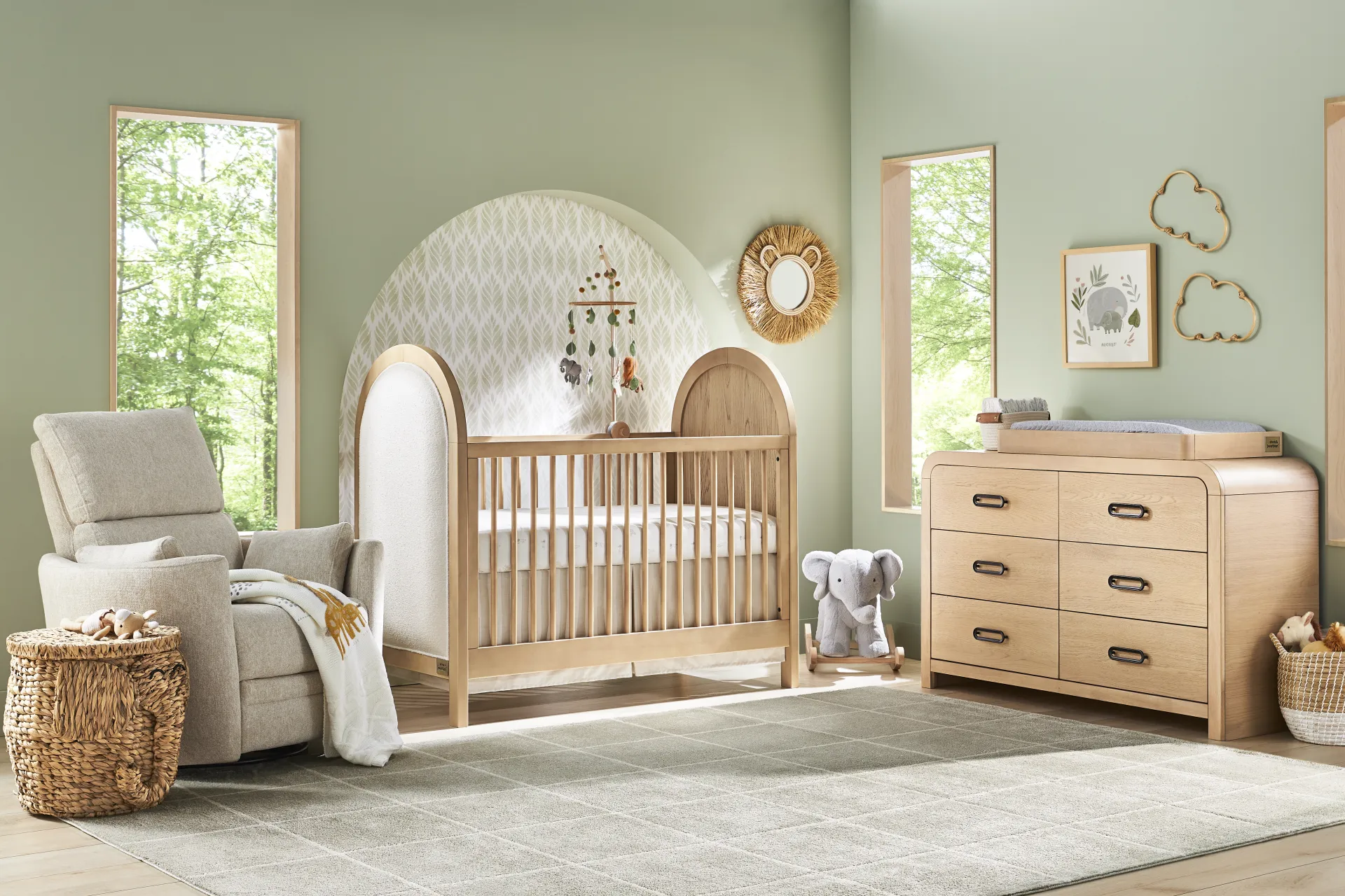 Kids Hidden Hills Light Oak 3-in-1 Convertible Crib with Toddler Rail - Image 1