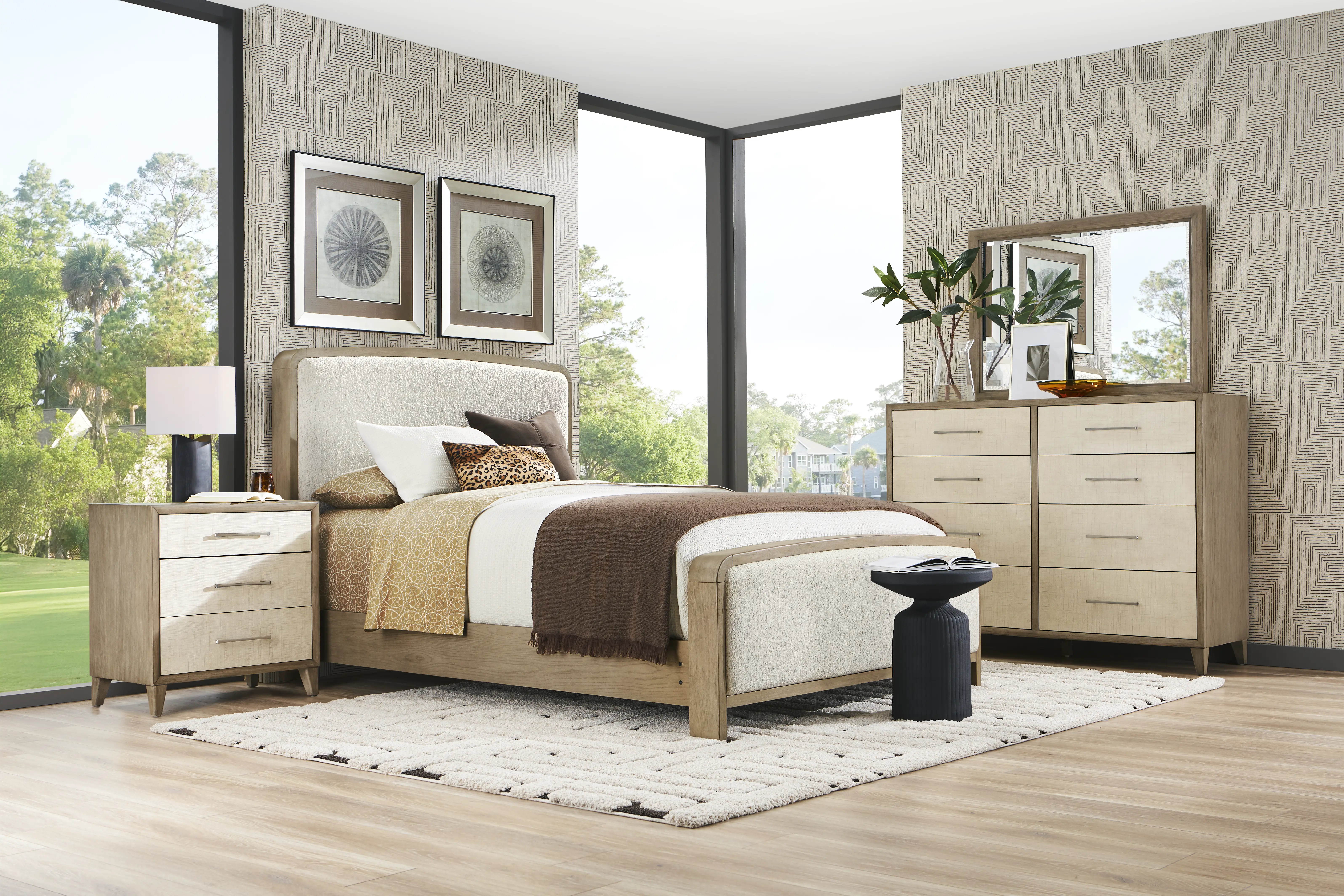 Marisole Taupe 7 Pc King Upholstered Bedroom - Thumbnail - Image 1