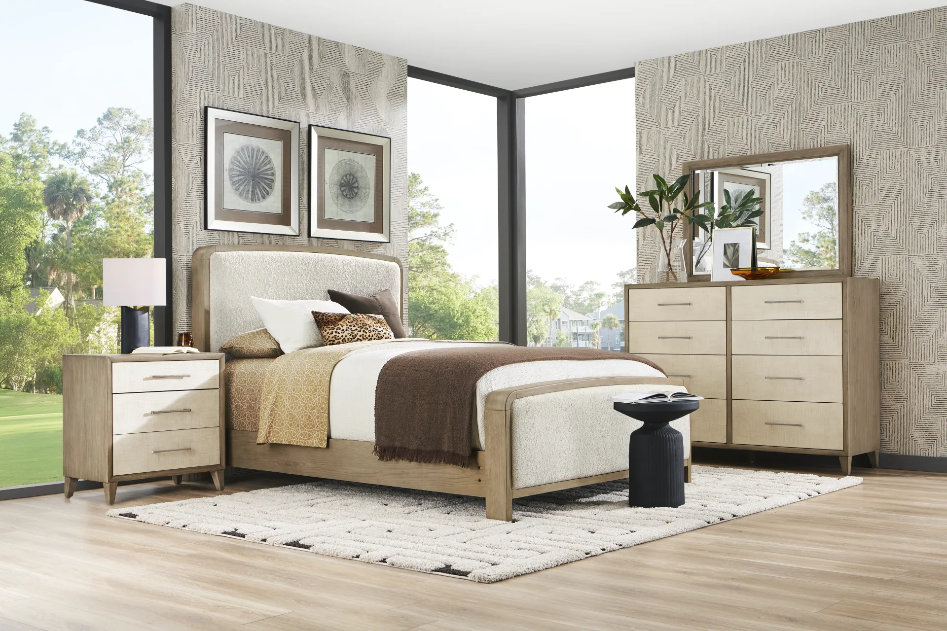 Marisole Taupe 7 Pc King Upholstered Bedroom - Image 1