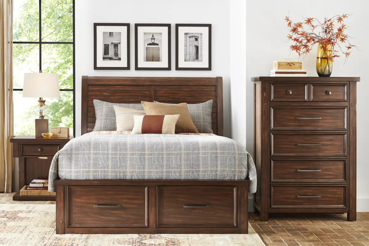 Emberton Dark Brown 5 Pc Queen Storage Bedroom