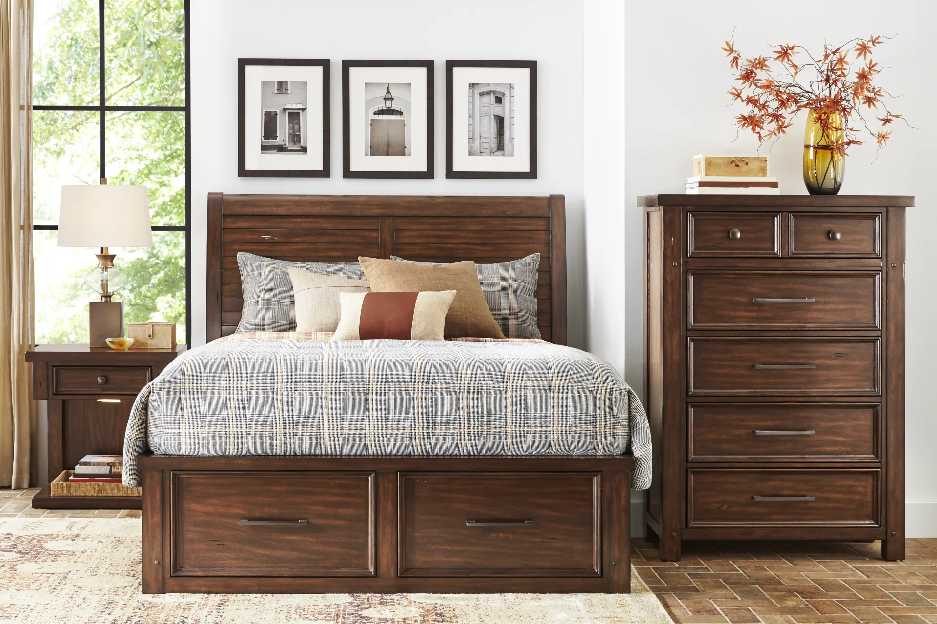 Emberton Dark Brown 5 Pc Queen Storage Bedroom - Image 1