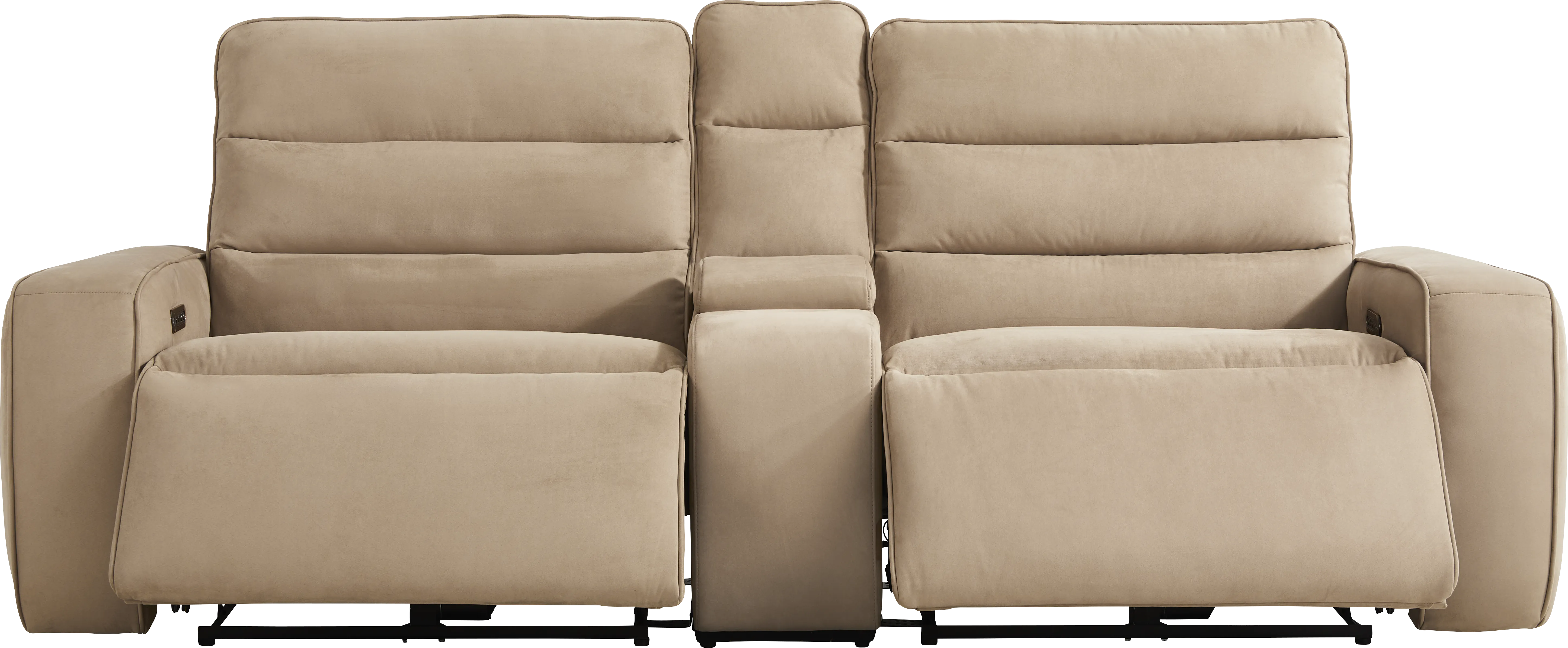 Del Mar Sand Dual Power Reclining Console Loveseat - Thumbnail - Image 1