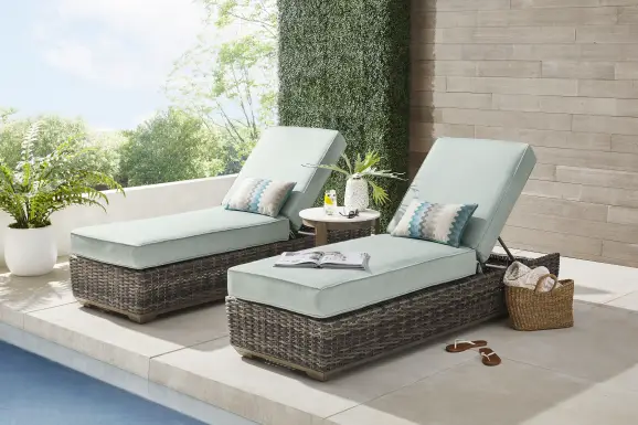 Montecello Gray Outdoor Chaise with Mist Cushions, Set of 2