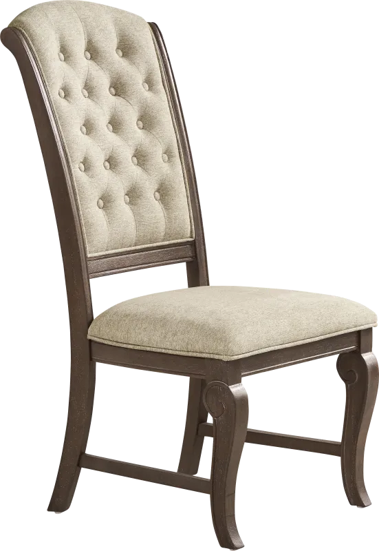 Armitage Cream Side Chair with Brown Legs