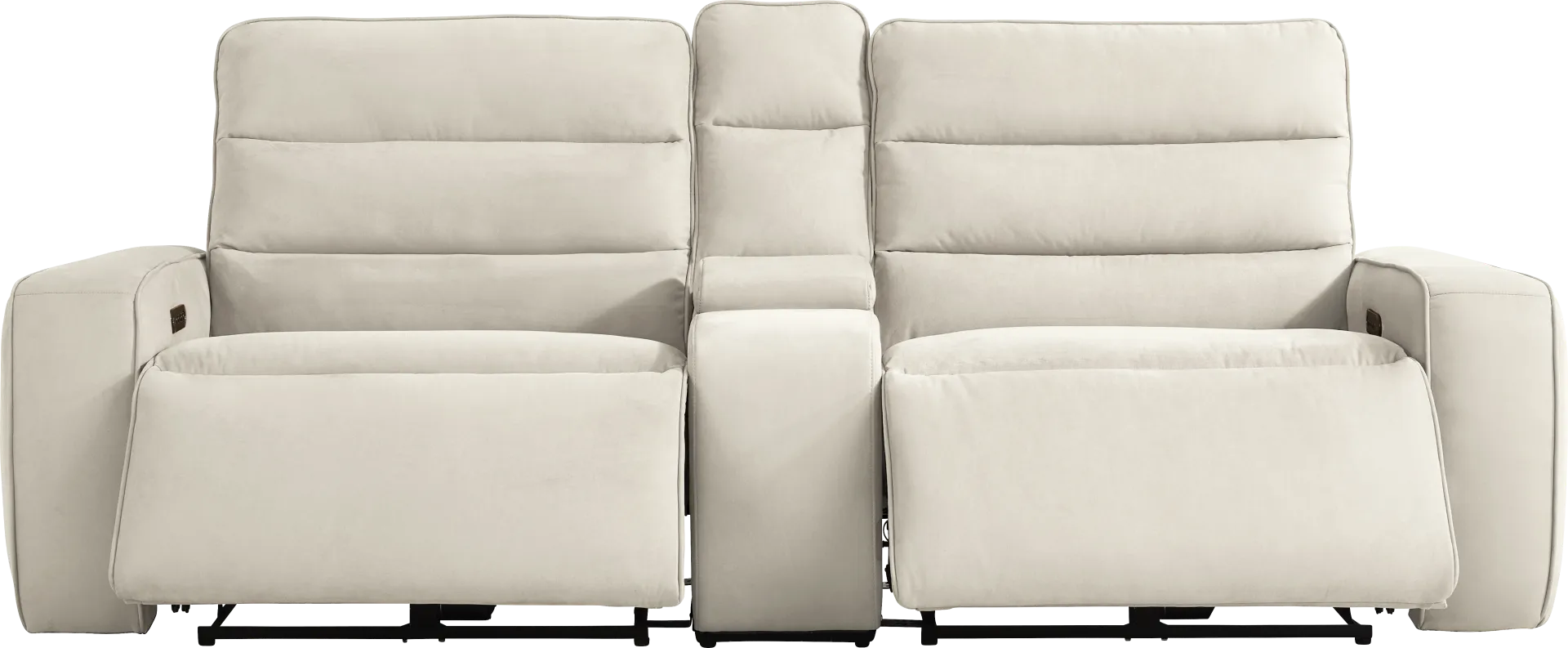 Del Mar Ivory Dual Power Reclining Loveseat - Image 1