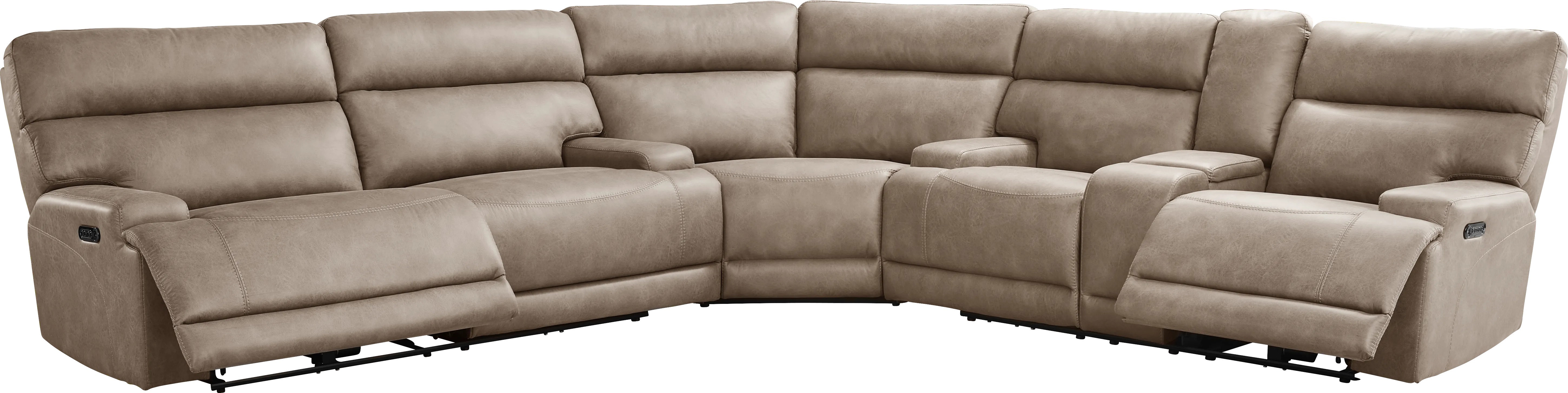 Hamilton Mushroom 6 Pc Dual Power Reclining Sectional Living Room - Thumbnail - Image 2