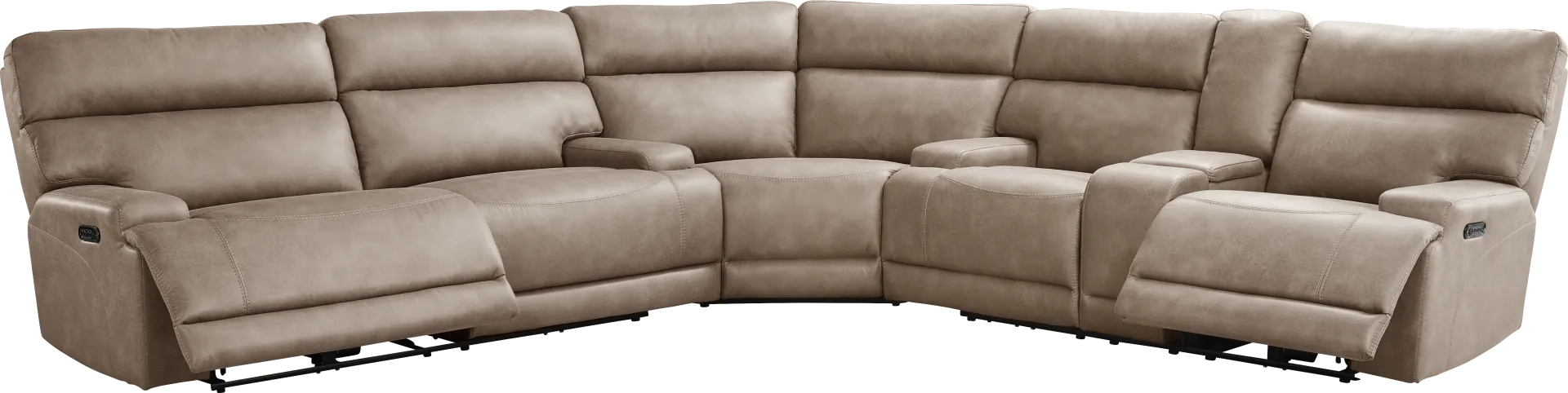 Hamilton Mushroom 6 Pc Dual Power Reclining Sectional Living Room - Image 2