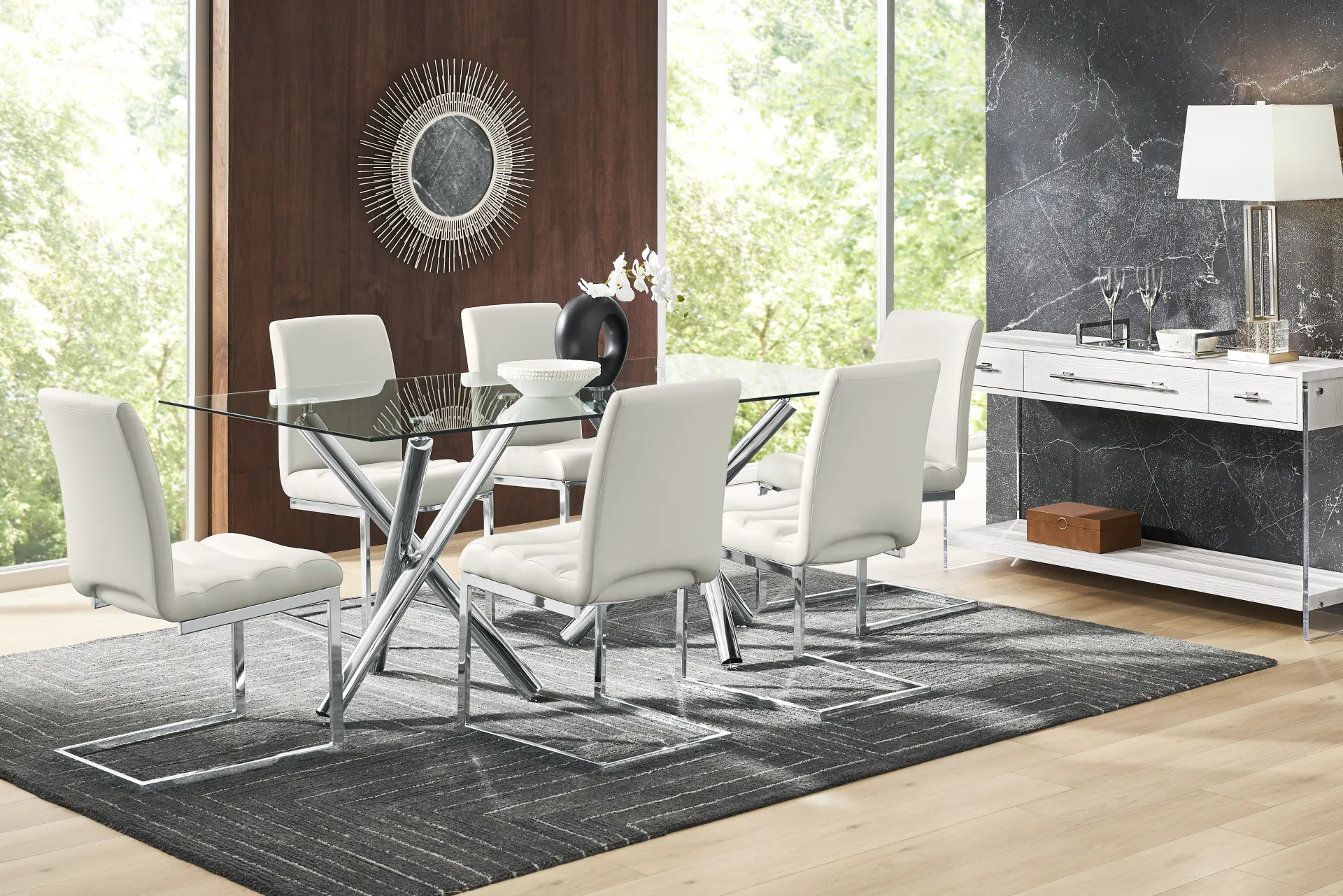 Bastone Silver 7 Pc Dining Room - Image 1