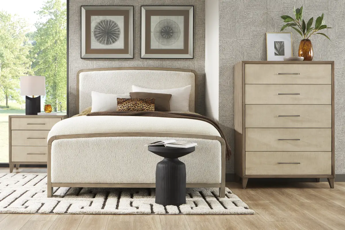 Marisole Taupe 5 Pc Queen Upholstered Bedroom