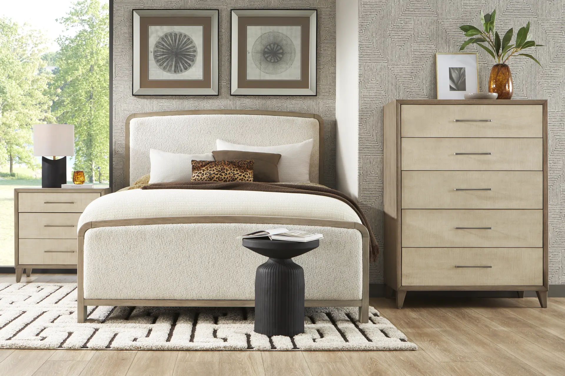 Marisole Taupe 5 Pc Queen Upholstered Bedroom