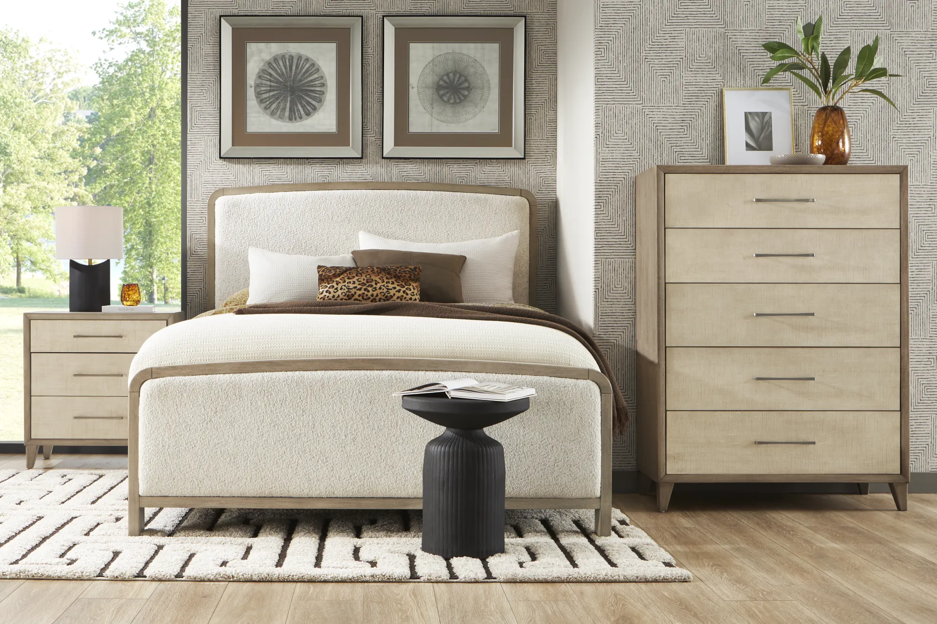 Marisole Taupe 5 Pc Queen Upholstered Bedroom - Image 1