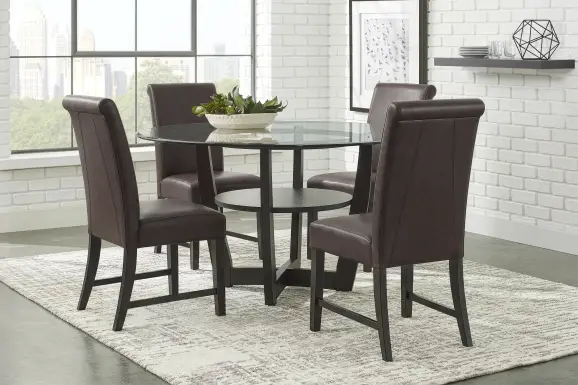 Ciara Espresso 5 Pc 48" Round Dining Room with Chocolate Chairs
