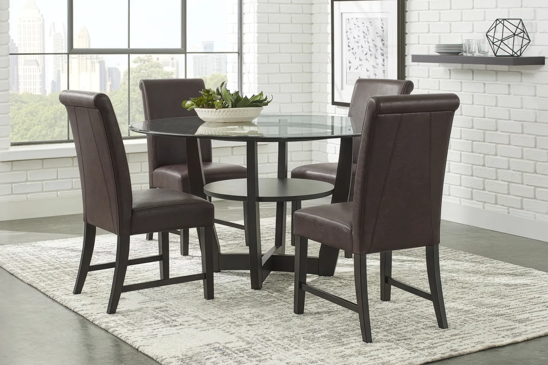 Ciara Espresso 5 Pc 54" Round Dining Room with Chocolate Chairs - Image 1