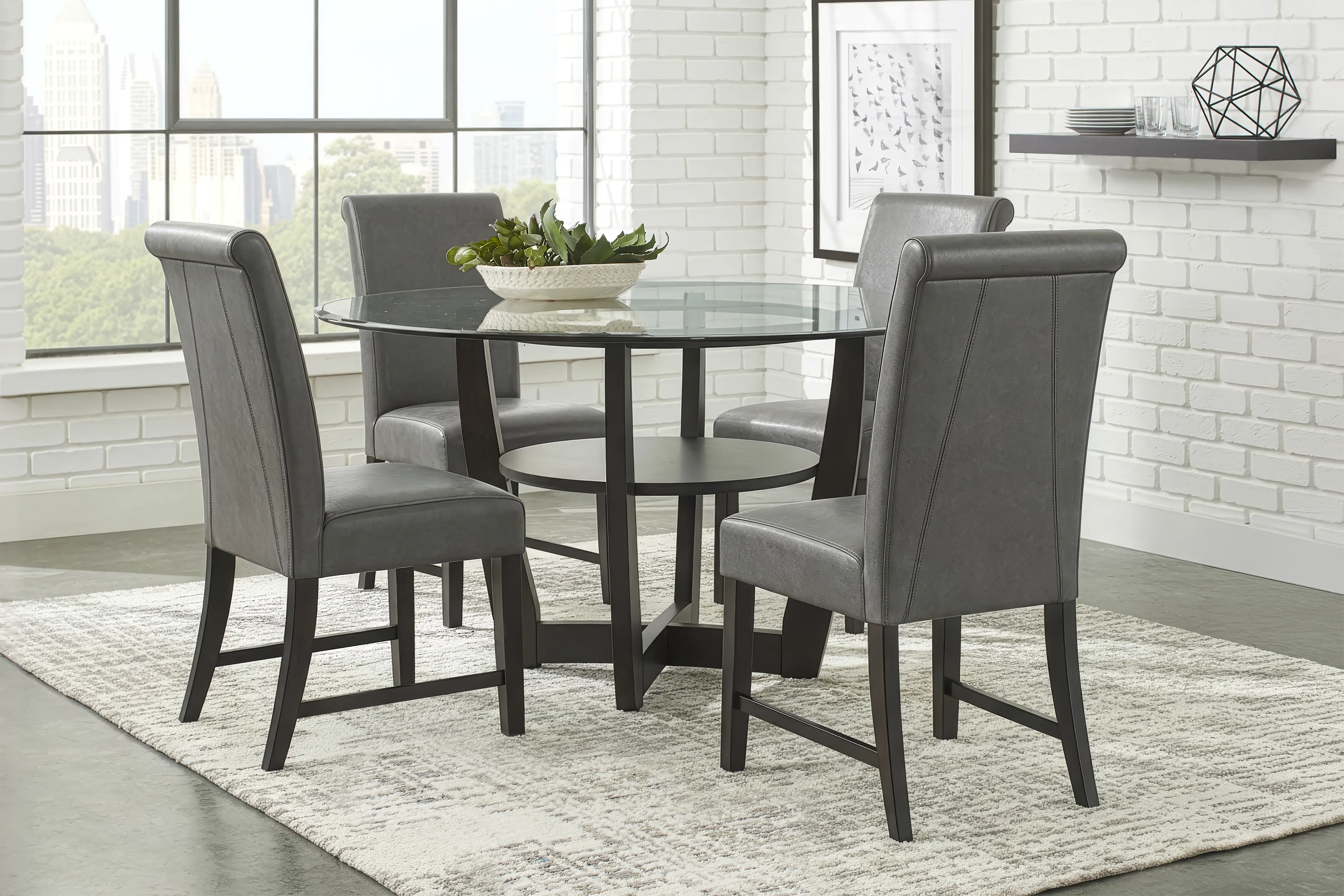 Ciara Espresso 5 Pc 48" Round Dining Room with Gray Chairs - Thumbnail - Image 1