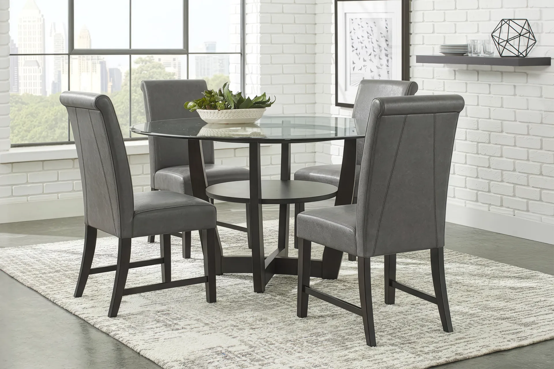 Ciara Espresso 5 Pc 48" Round Dining Room with Gray Chairs - Image 1