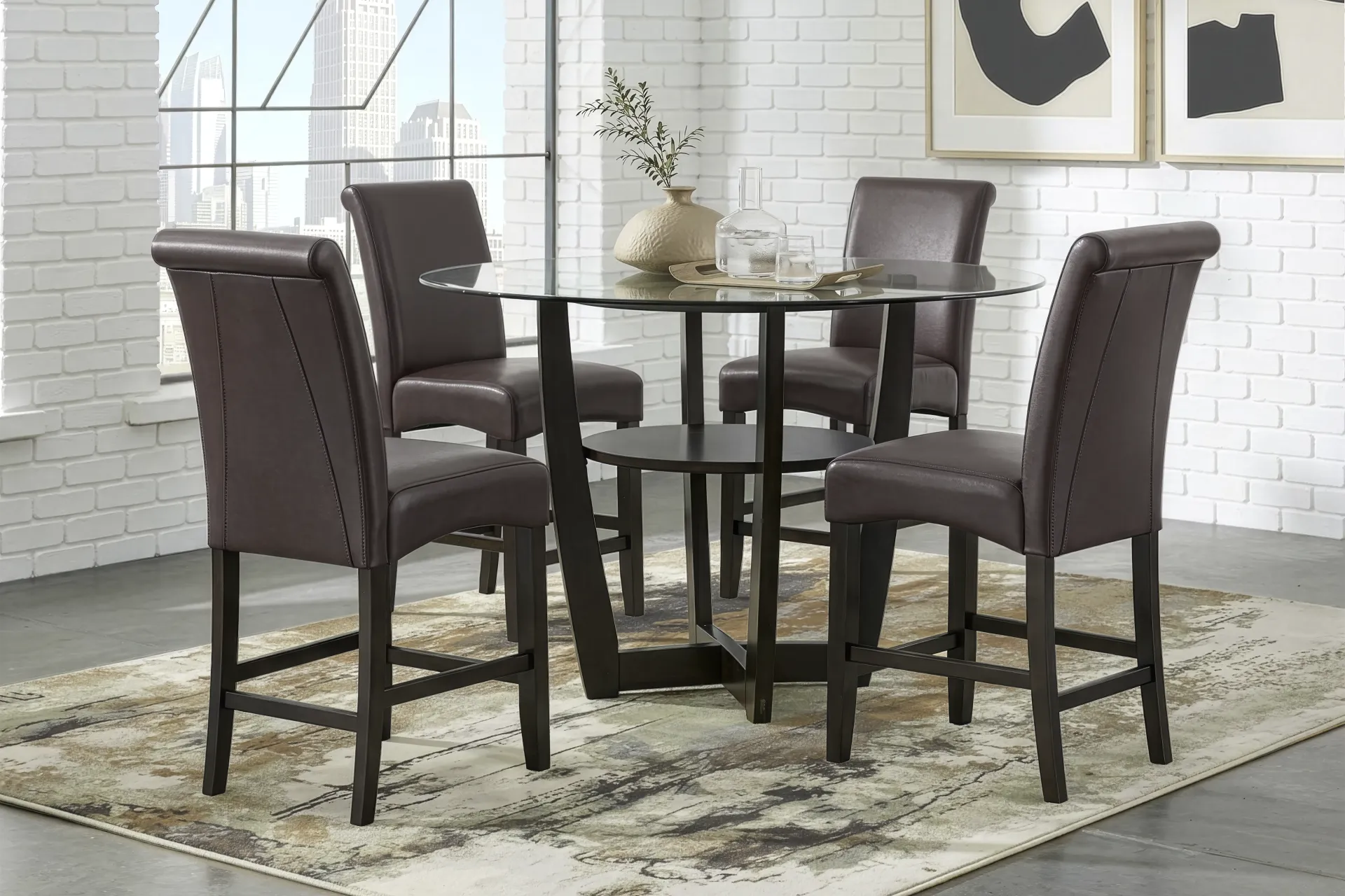 Ciara Espresso 5 Pc 48" Round Counter Height Dining Room with Chocolate Stools - Image 1