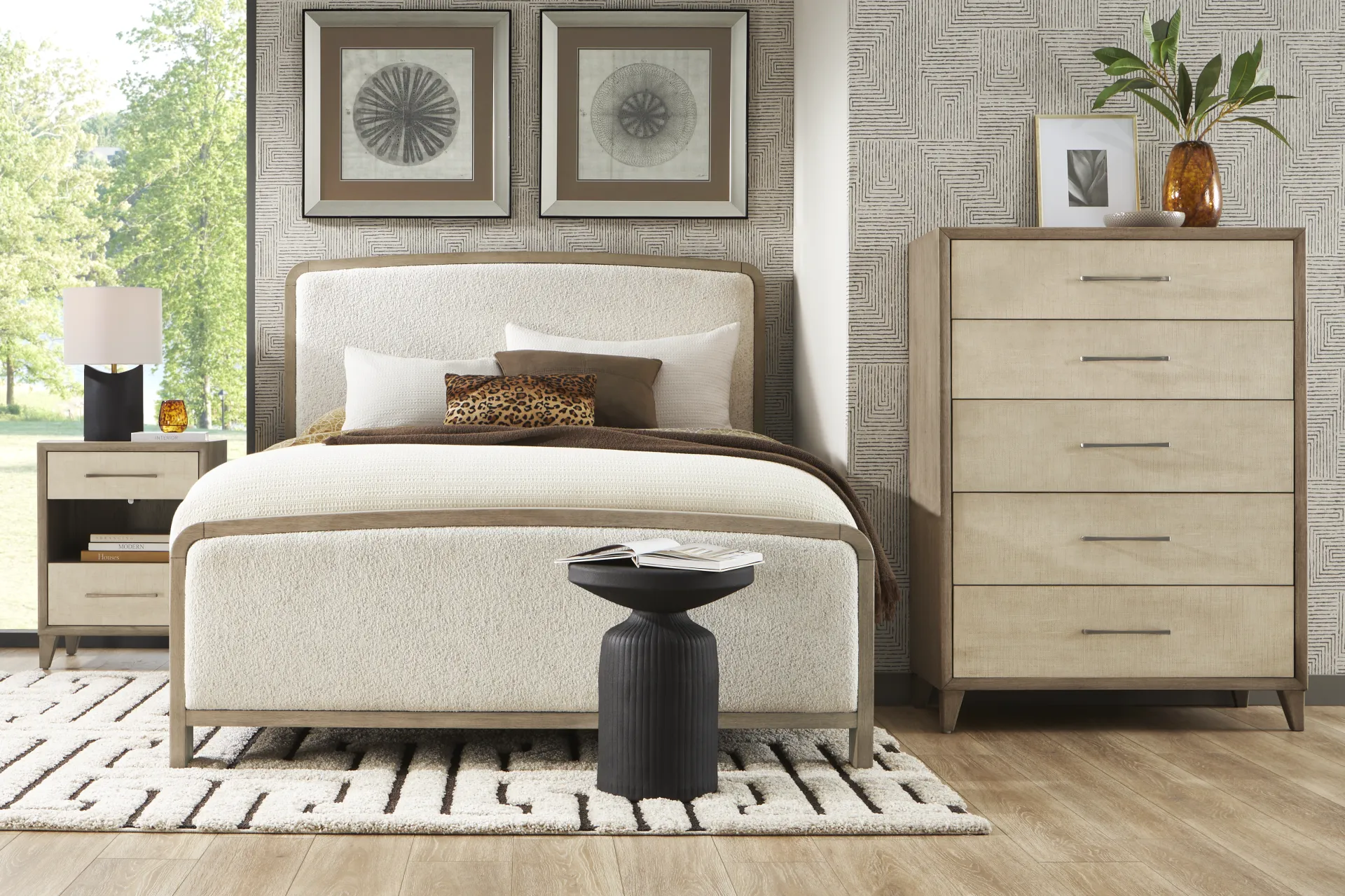 Marisole Taupe 5 Pc Queen Upholstered Bedroom - Image 1