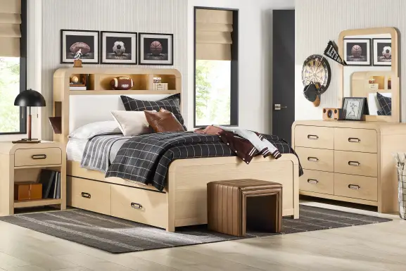 Kids Hidden Hills Light Oak Twin Bookcase Bedroom