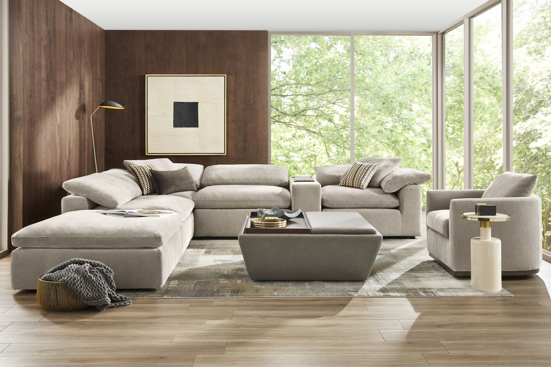 The Flow Gray 6 Pc Dual Power Reclining Sectional with Console - Image 2