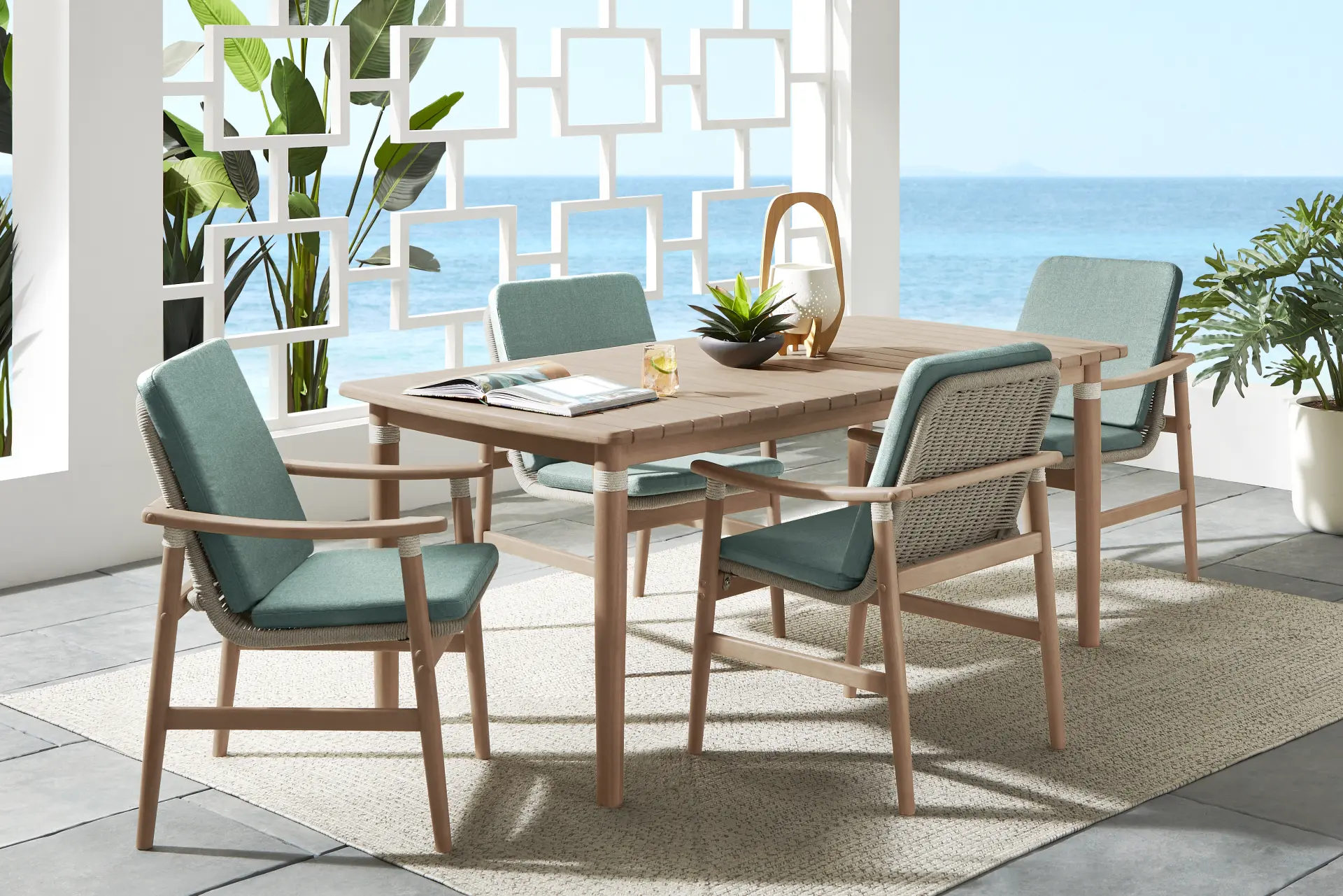 Raphina Gray 5 Pc 71 in. Outdoor Dining Set with Jungle Cushions