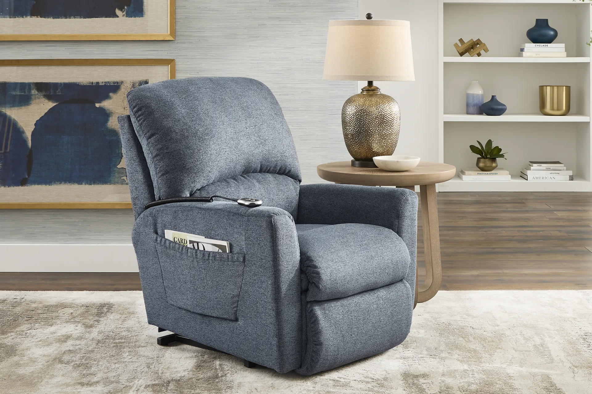La-Z-Boy Jean Blue Dual Power Lift Recliner - Image 6