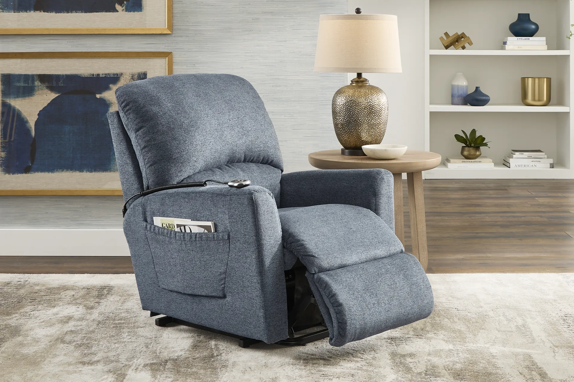 La-Z-Boy Jean Blue Dual Power Lift Recliner - Image 5