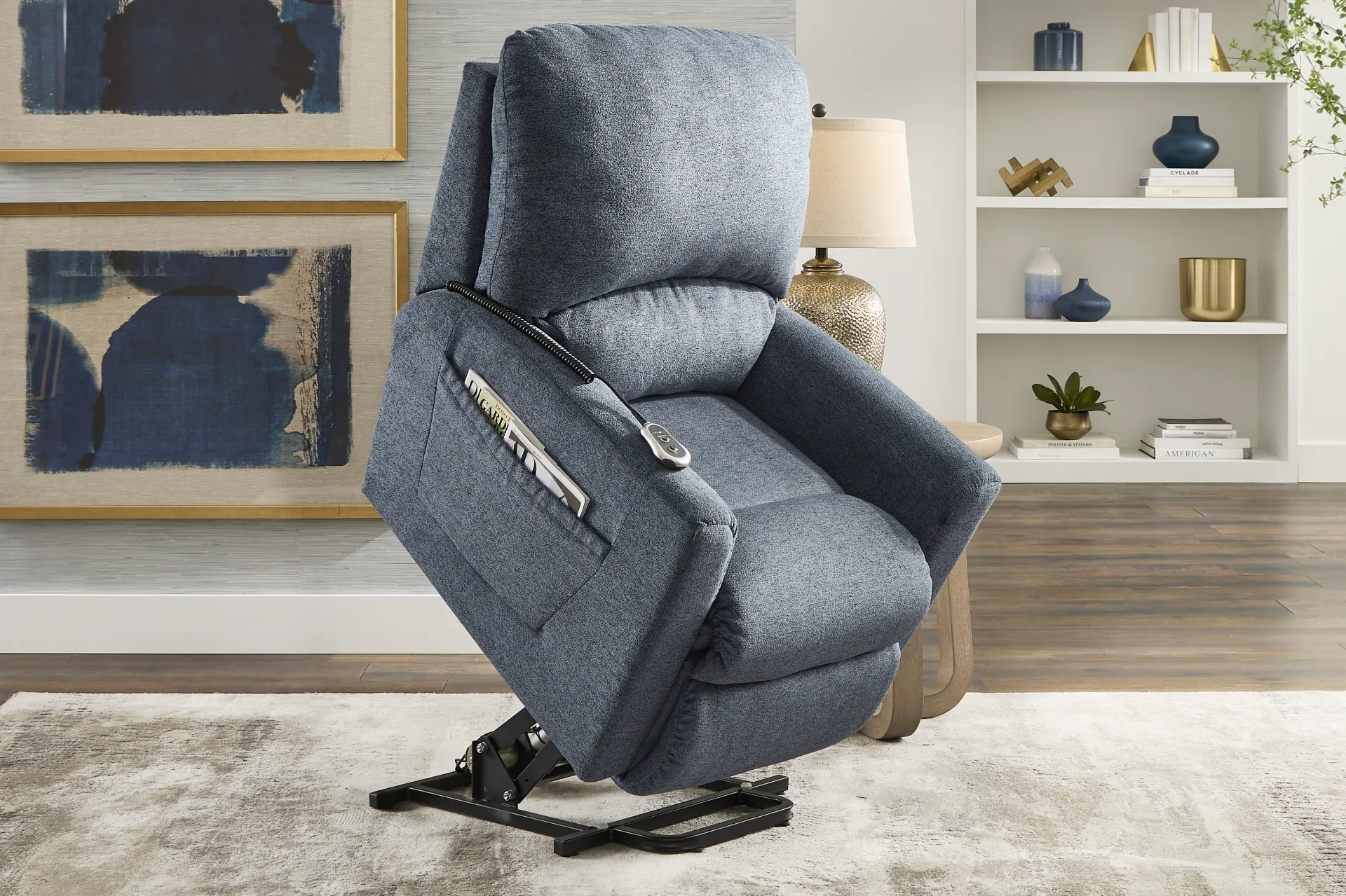 La-Z-Boy Jean Blue Dual Power Lift Recliner - Image 7