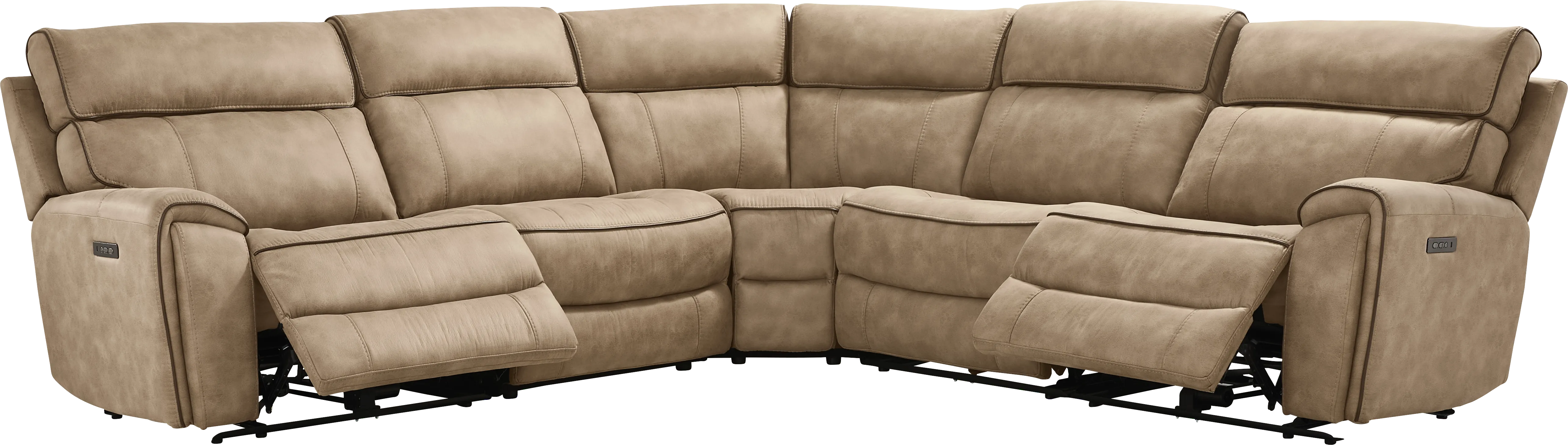 Bradshaw Place Stone 5 Pc Dual Power Reclining Sectional - Thumbnail - Image 1