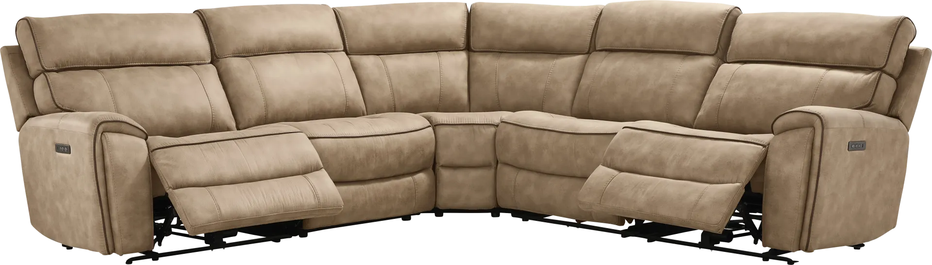 Bradshaw Place Stone 5 Pc Dual Power Reclining Sectional - Image 1
