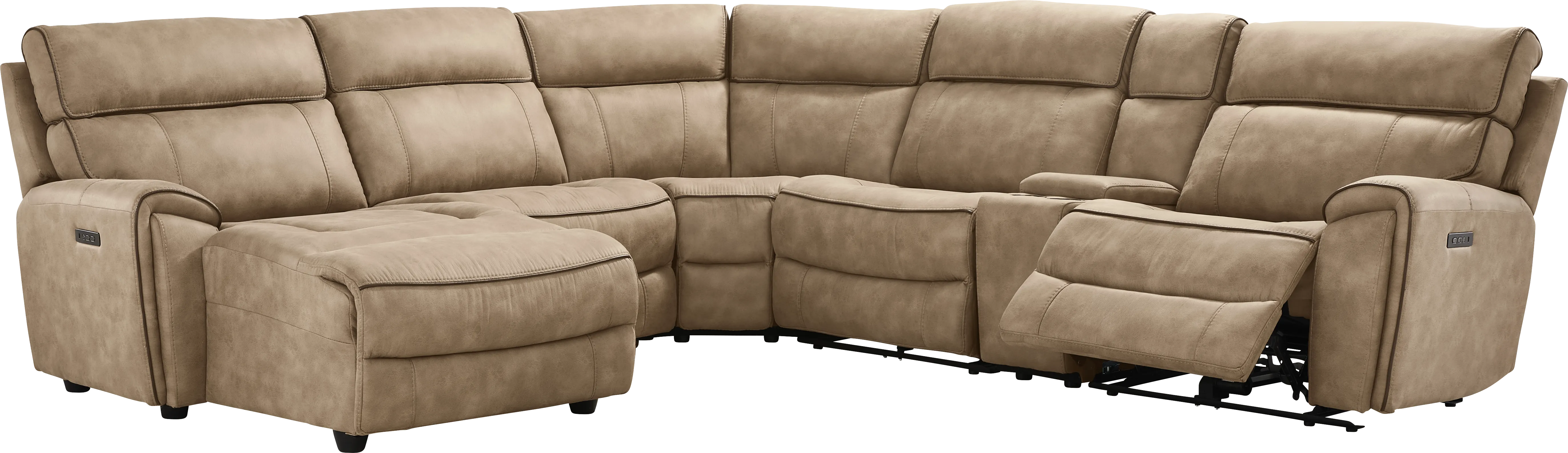 Bradshaw Place Stone 6 Pc Dual Power Reclining Sectional - Thumbnail - Image 1