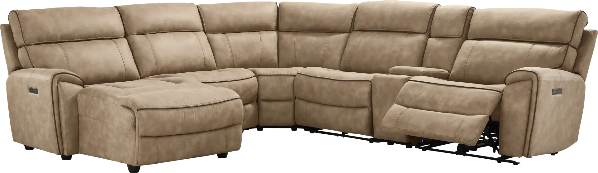 Bradshaw Place Stone 6 Pc Dual Power Reclining Sectional - Image 1