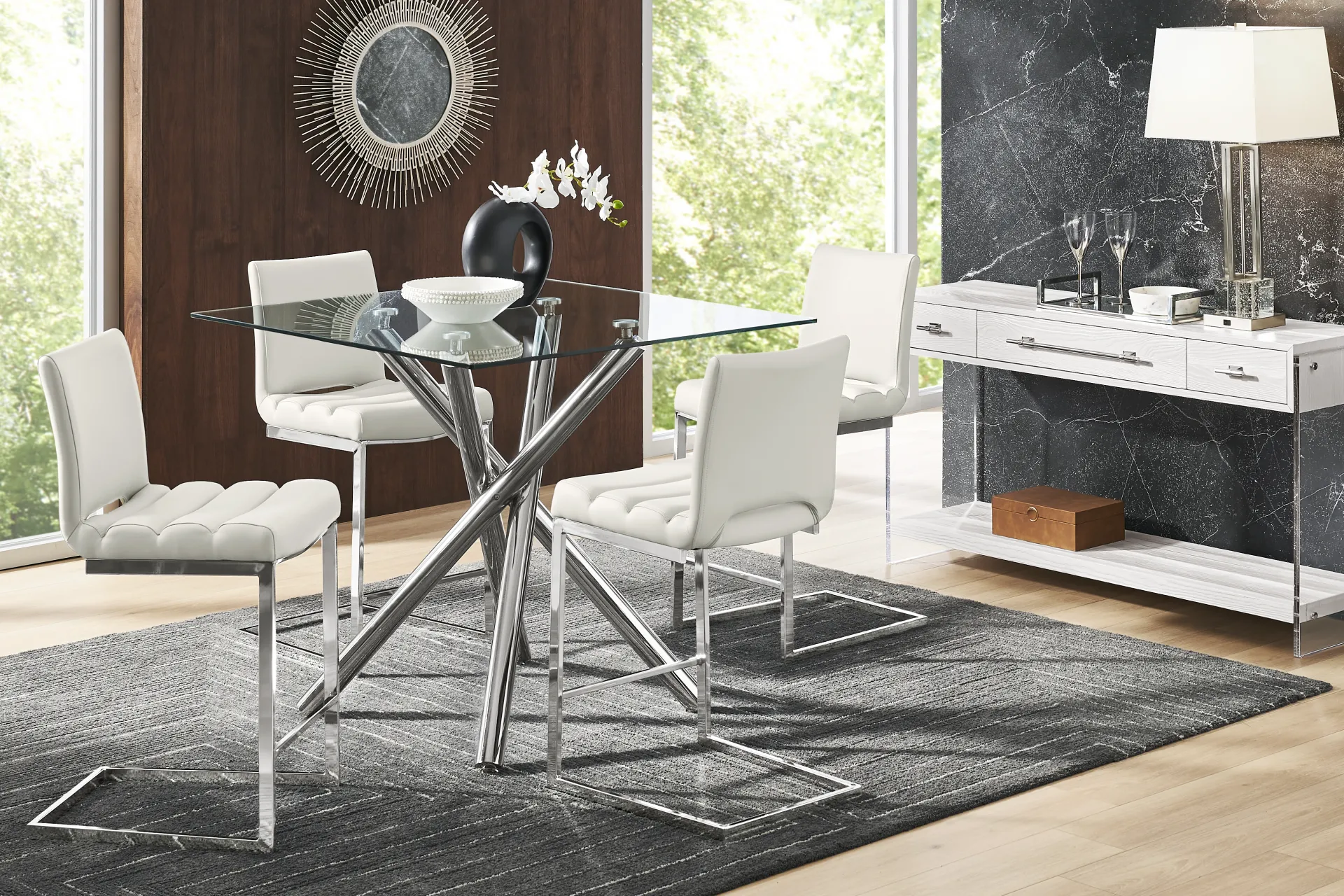 Bastone Silver Counter Height Dining Table - Image 1