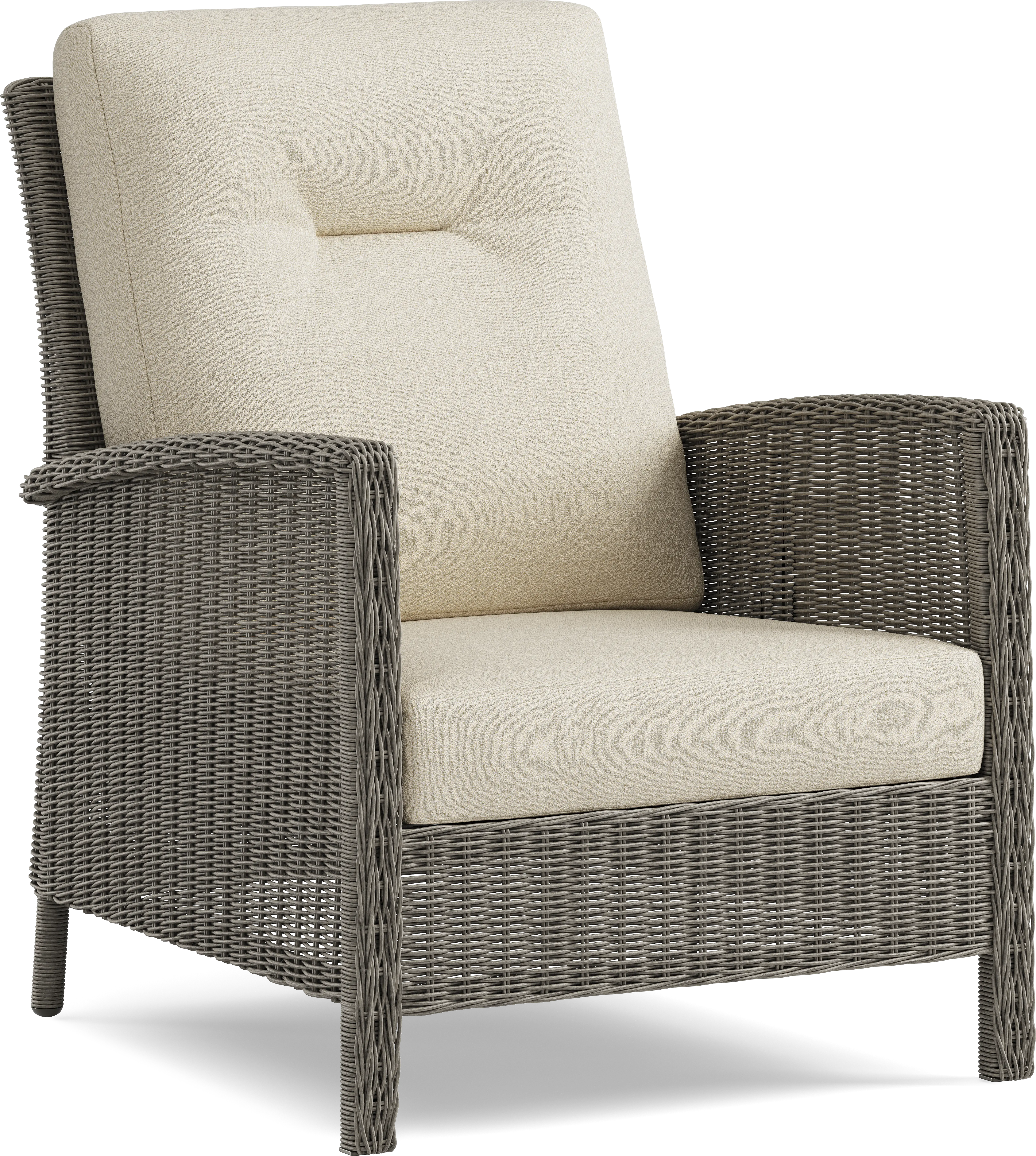 Forest Hills Gray Outdoor Club Chair with Beige Cushions - Thumbnail - Image 1