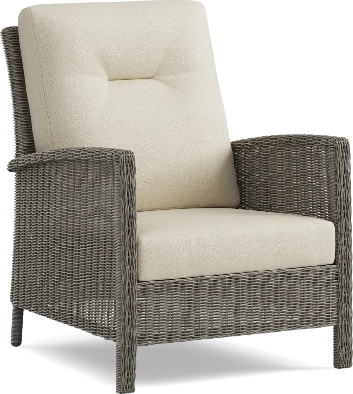 Forest Hills Gray Outdoor Club Chair with Beige Cushions
