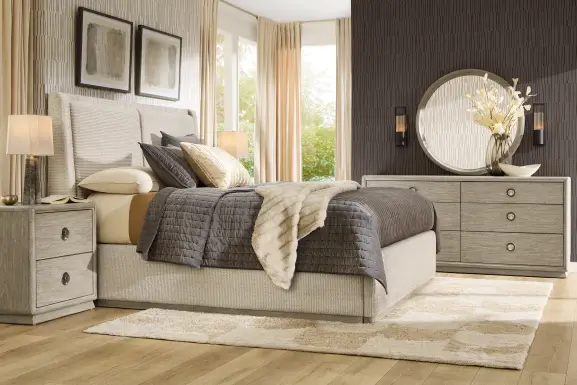 Santa Clarita Light Gray 5 Pc King Upholstered Bedroom