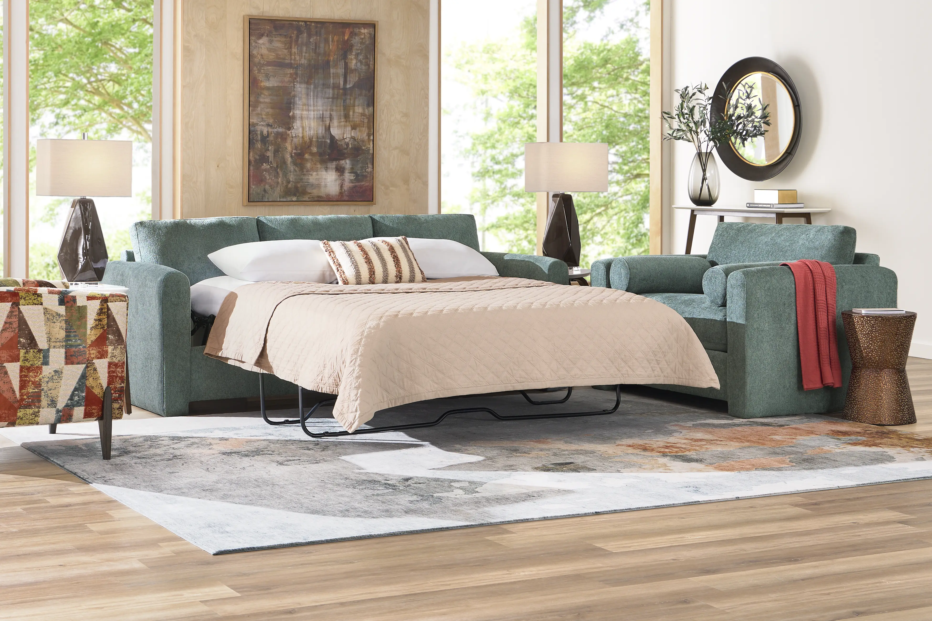 Avara Evergreen 7 Pc Living Room with Gel Foam Sleeper Sofa - Thumbnail - Image 1