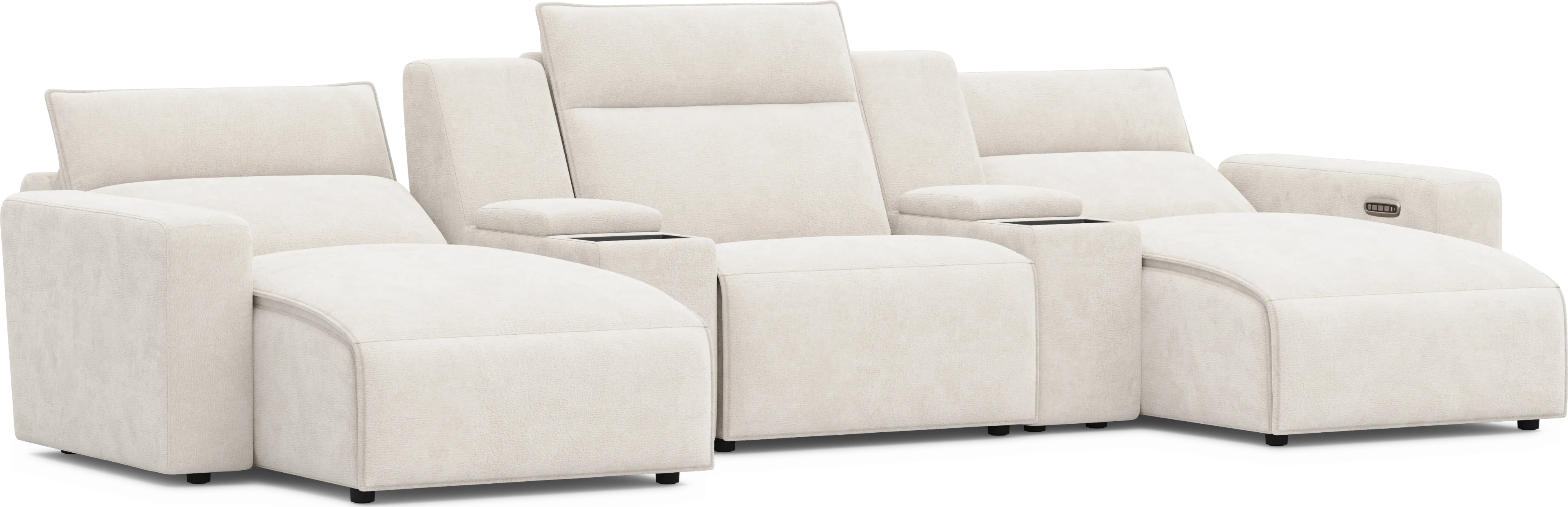 Silver 5 Pc Dual Power Reclining ModularTwo with Media Consoles - Thumbnail - Image 1