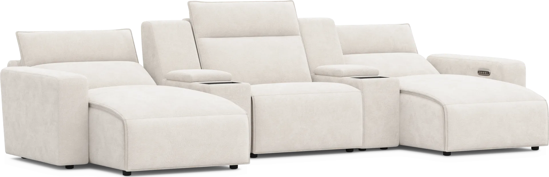 Silver 5 Pc Dual Power Reclining ModularTwo with Media Consoles - Image 1