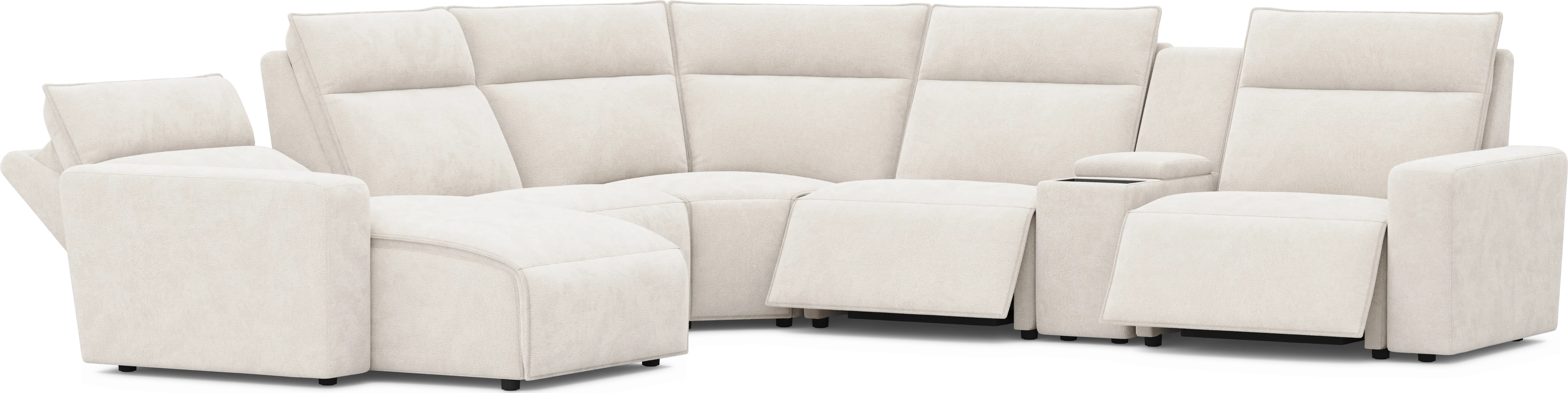 Silver 6 Pc Dual Power Reclining ModularTwo with Media Console - Thumbnail - Image 1