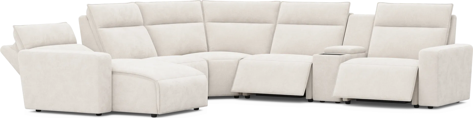 Silver 6 Pc Dual Power Reclining ModularTwo with Media Console - Image 1