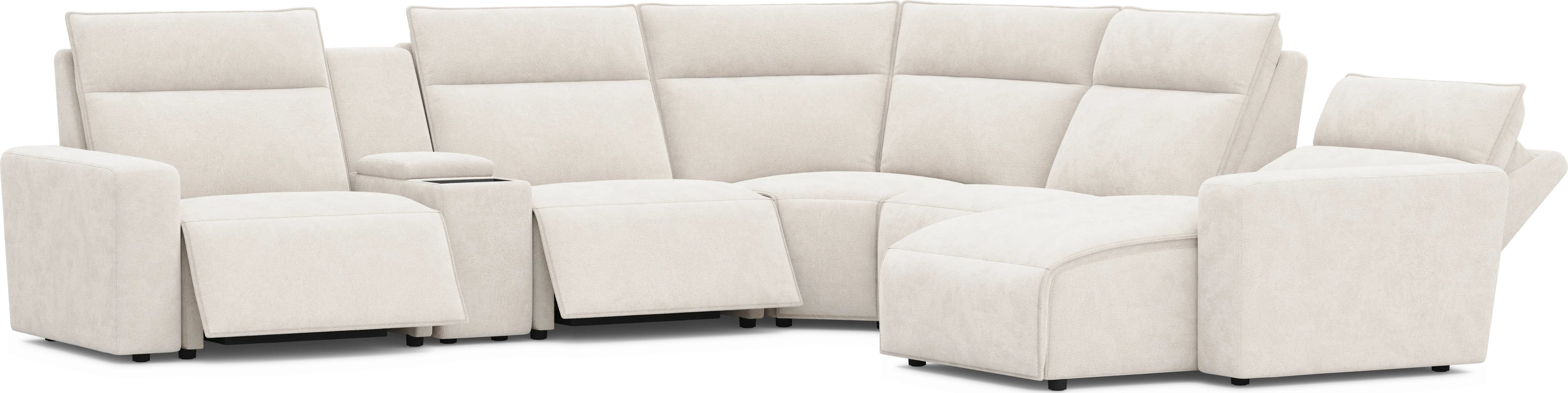 Silver 6 Pc Dual Power Reclining ModularTwo with Media Console - Thumbnail - Image 1
