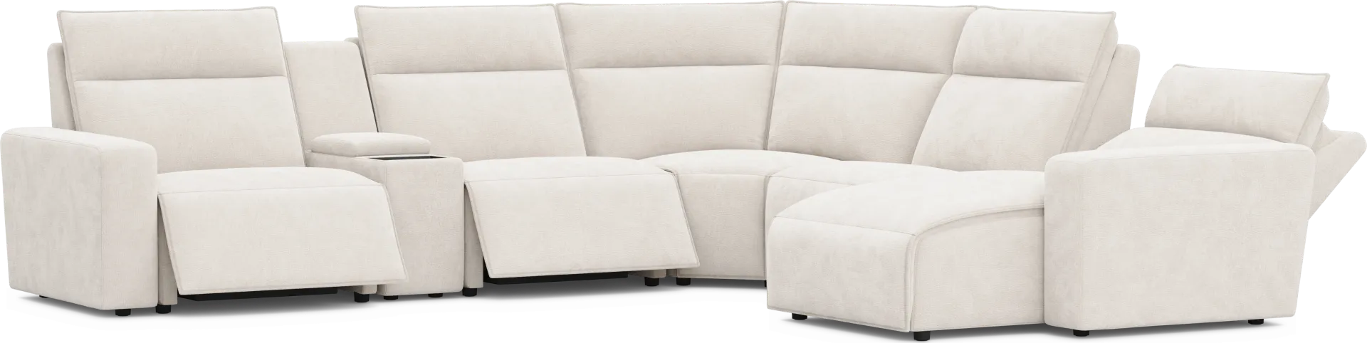 Silver 6 Pc Dual Power Reclining ModularTwo with Media Console - Image 1