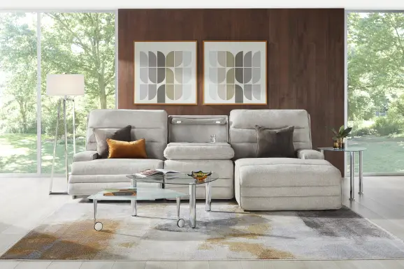 Hadley Park Beige 3 Pc Dual Power Reclining Sectional