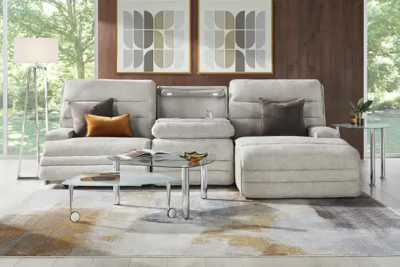 Hadley Park Beige 3 Pc Dual Power Reclining Sectional
