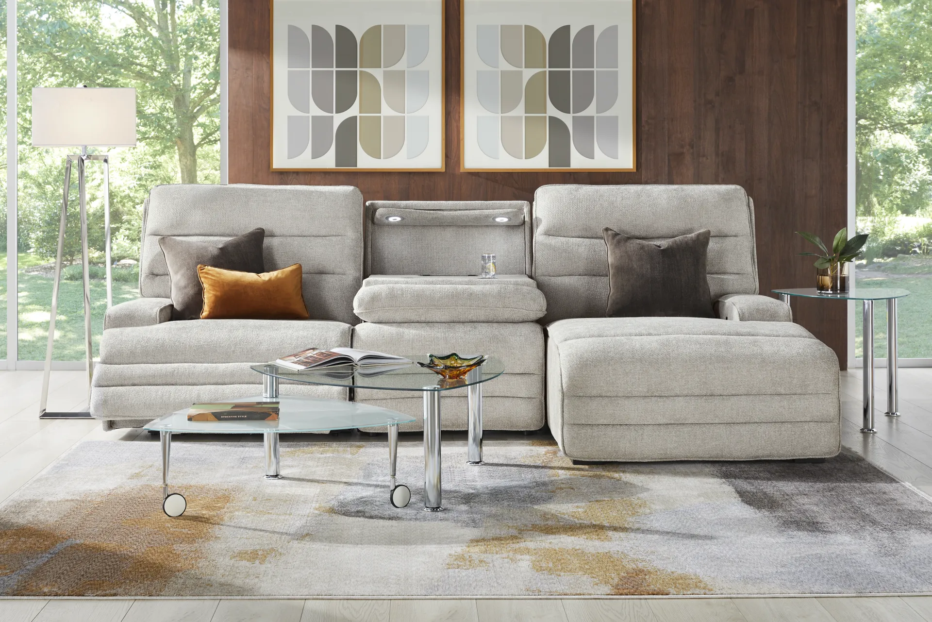 Hadley Park Beige 3 Pc Dual Power Reclining Sectional - Image 1