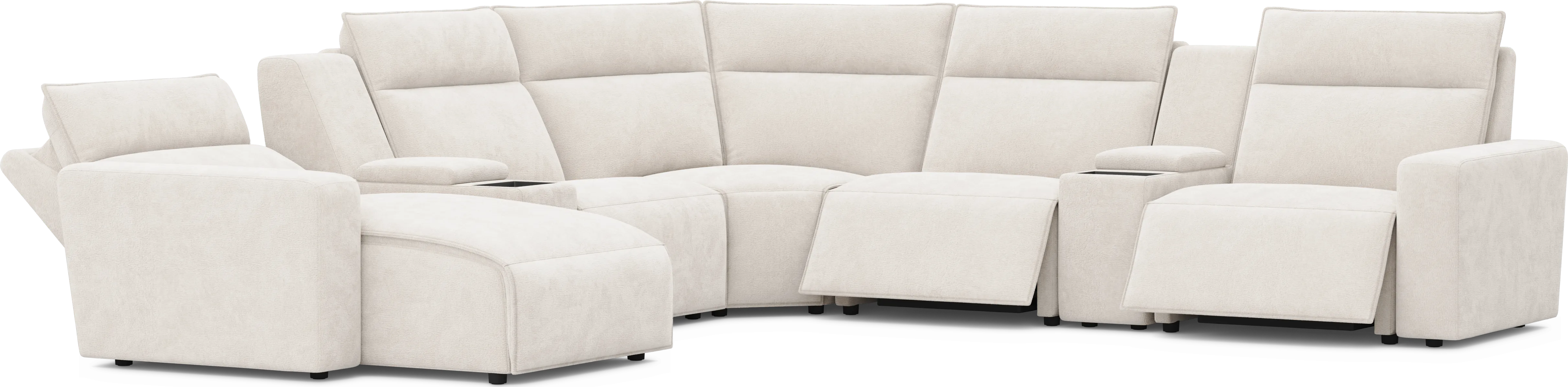 Silver 7 Pc Dual Power Reclining ModularTwo with Media Consoles - Thumbnail - Image 1