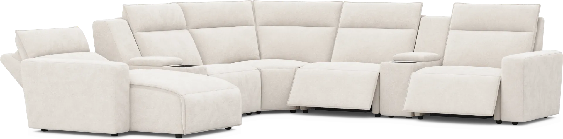 Silver 7 Pc Dual Power Reclining ModularTwo with Media Consoles - Image 1